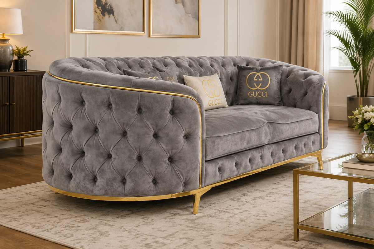 Luxury Grey Tufted Chesterfield Khalifa Sofa