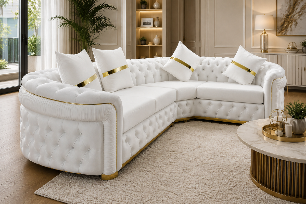 Luxury White 3-seater Chesterfield Khalifa Sofa