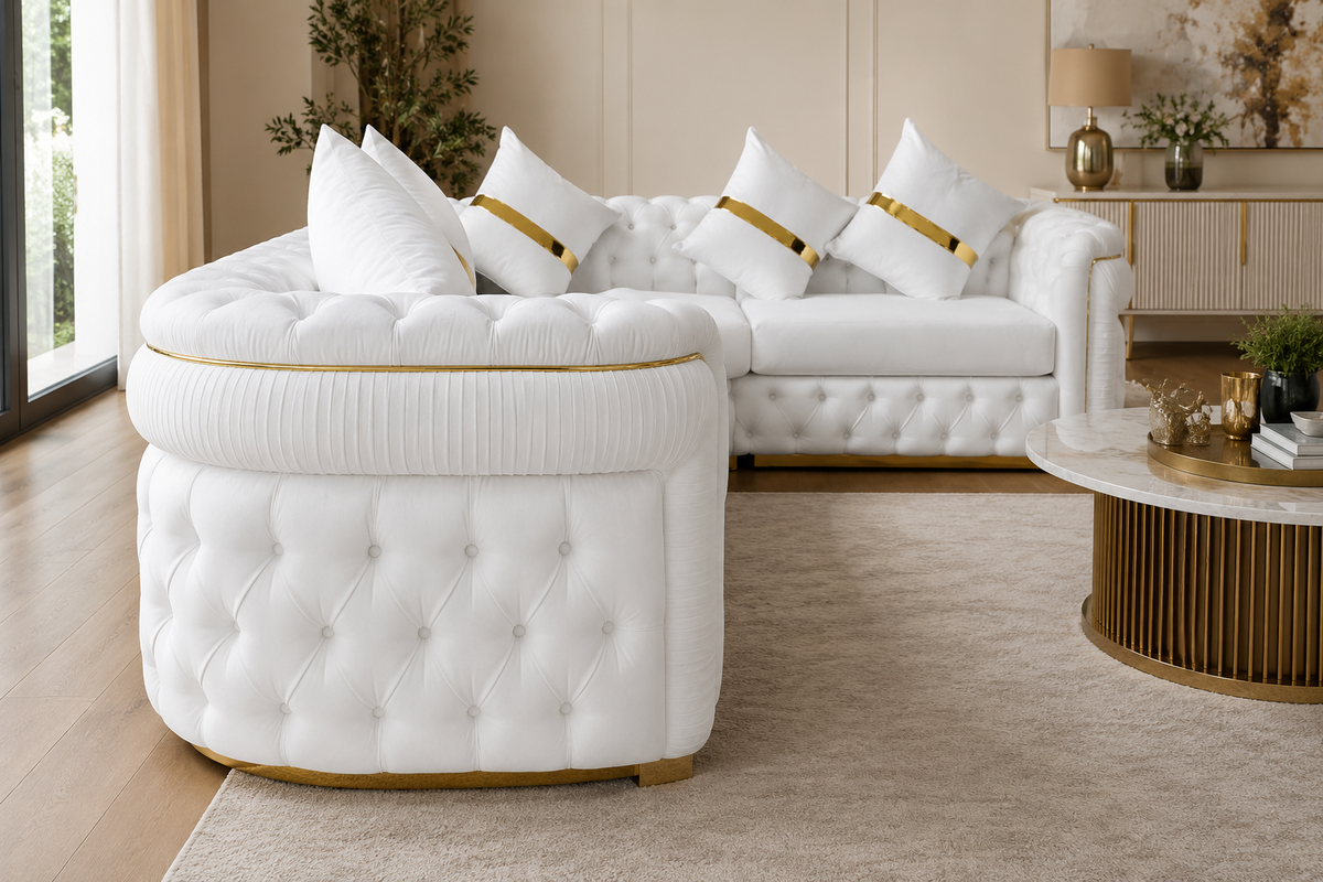 Luxury White 3-seater Chesterfield Khalifa Sofa