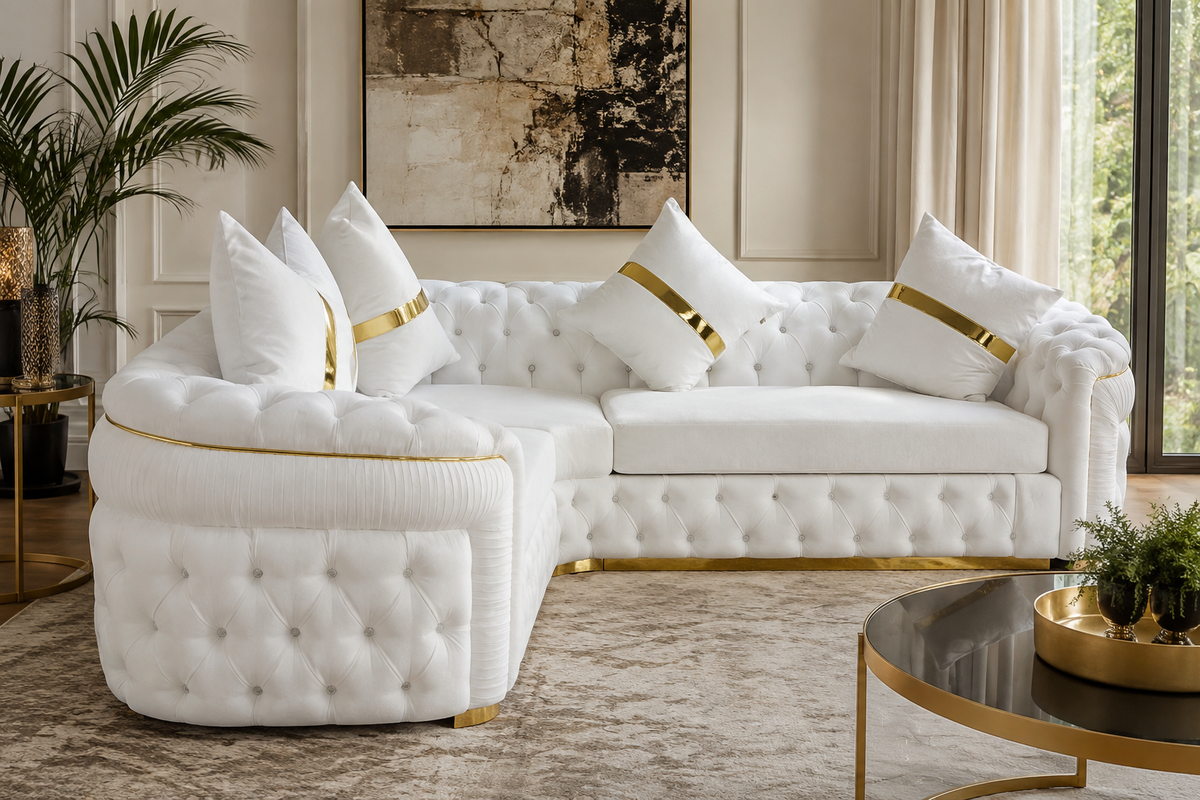 Luxury White 3-seater Chesterfield Khalifa Sofa