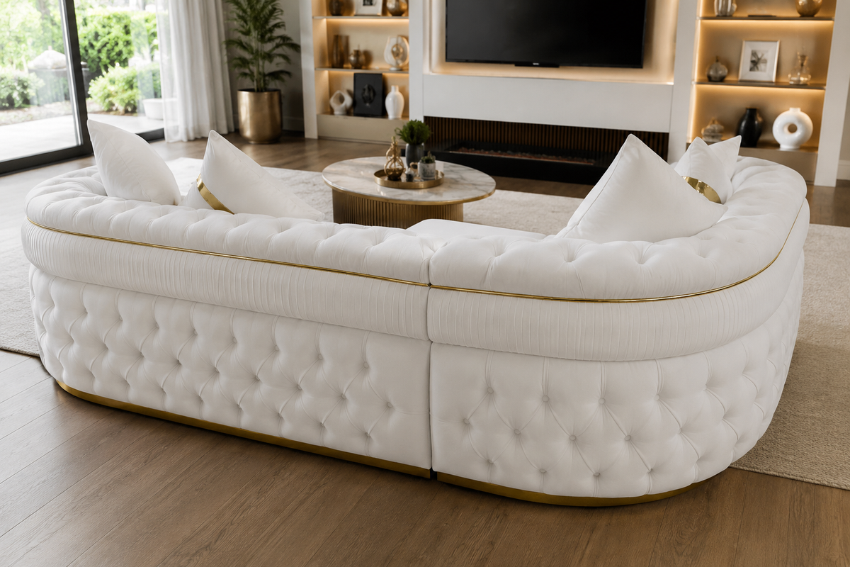 Luxury White 3-seater Chesterfield Khalifa Sofa